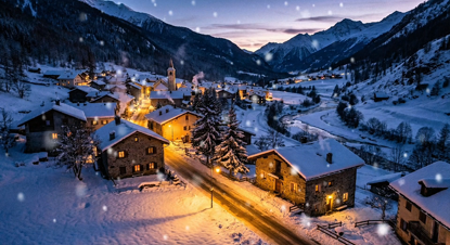 Alpendorf Nachtprojektion