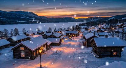 Alpenabend Winterprojektion